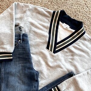 Evereve Nova Varsity V-Neck Sweatshirt